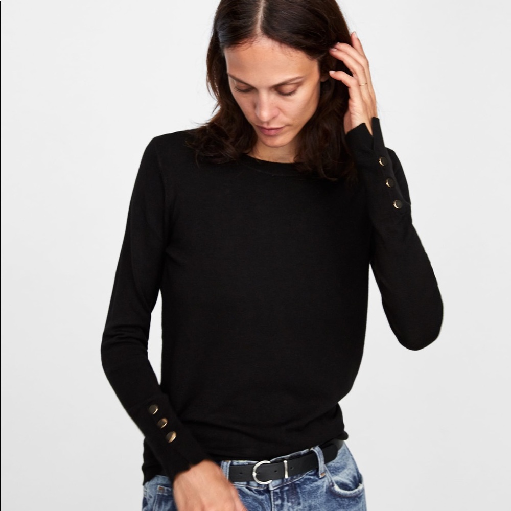 ZARA BASIC BLACK KNIT SWEATER SIZE SMALL NWT